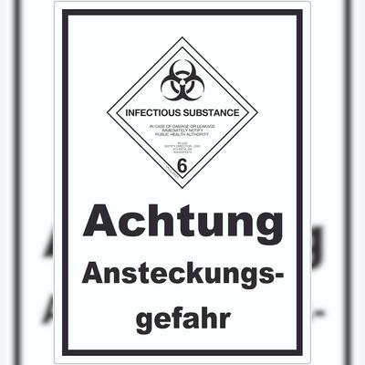 HB-Druck Aufkleber Ansteckungsgefahr Infectious Substance A2 (420x594mm)