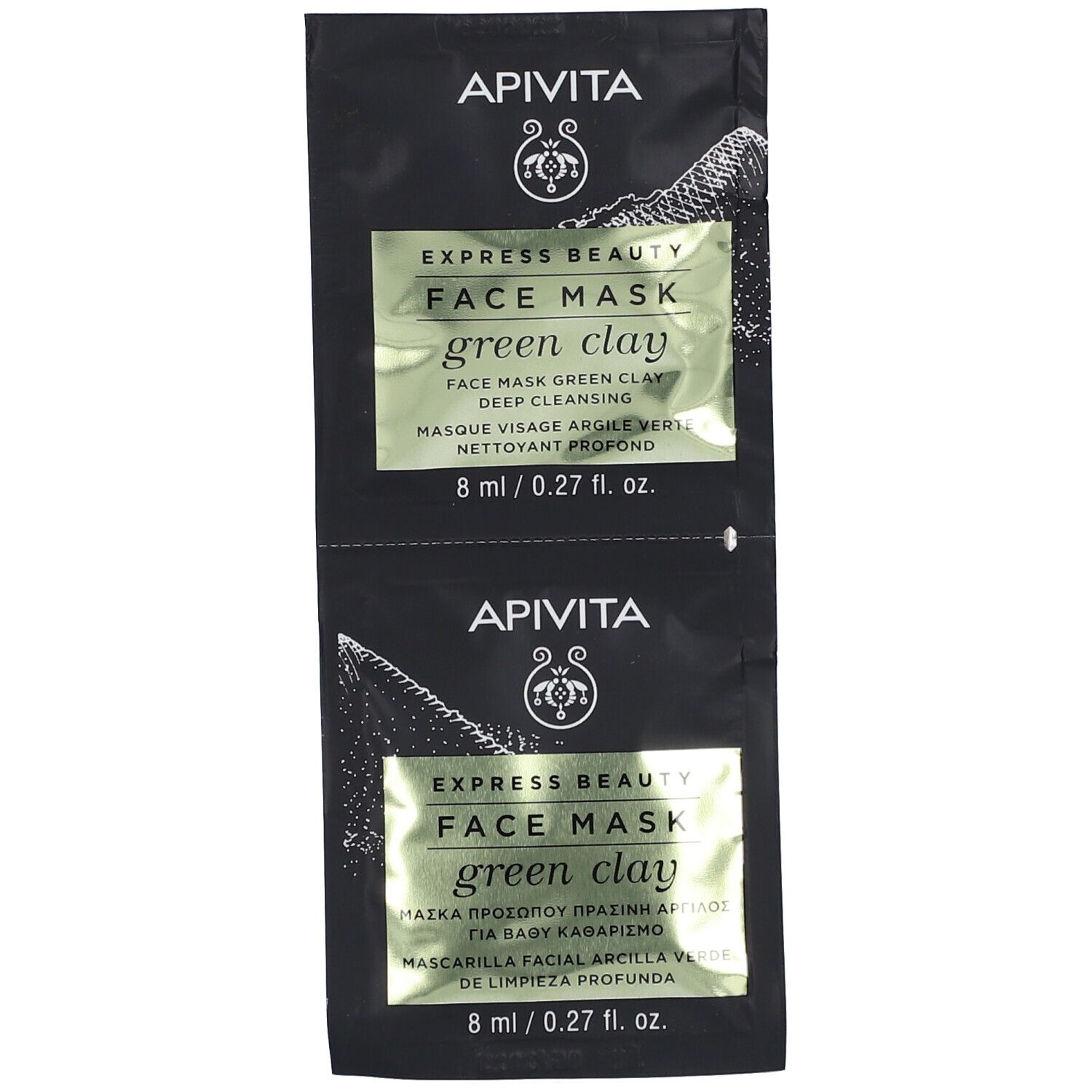 Apivita Beauty Express Diep Reinigingsmasker met Groene Klei 2x8 ml Gesichtsmaske