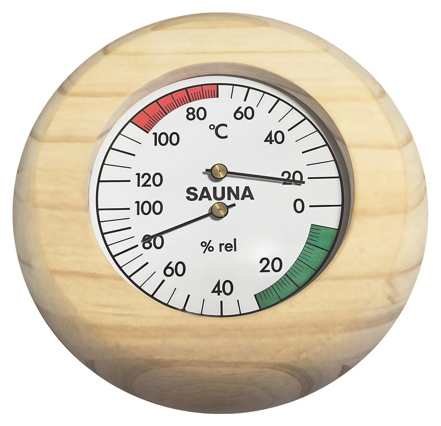 Selius 2-in-1 saunathermometer en hygrometer van hout met hoge nauwkeurigheid