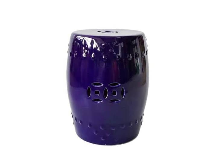 Keramik-Gartenhocker For Drinnen Und Draußen, Terrassendekoration, Einfarbig, Ohne Muster, Wasserdichter, Langlebiger Sitz Oder Beistelltisch For Hof, Wohnzimmer – Dekoratives Akzentstück(Purple)