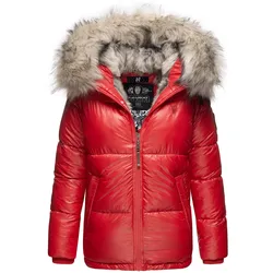 NAVAHOO Damen Winterjacke Warm Gefütterte Steppjacke mit Kunstfellkapuze Tikunaa