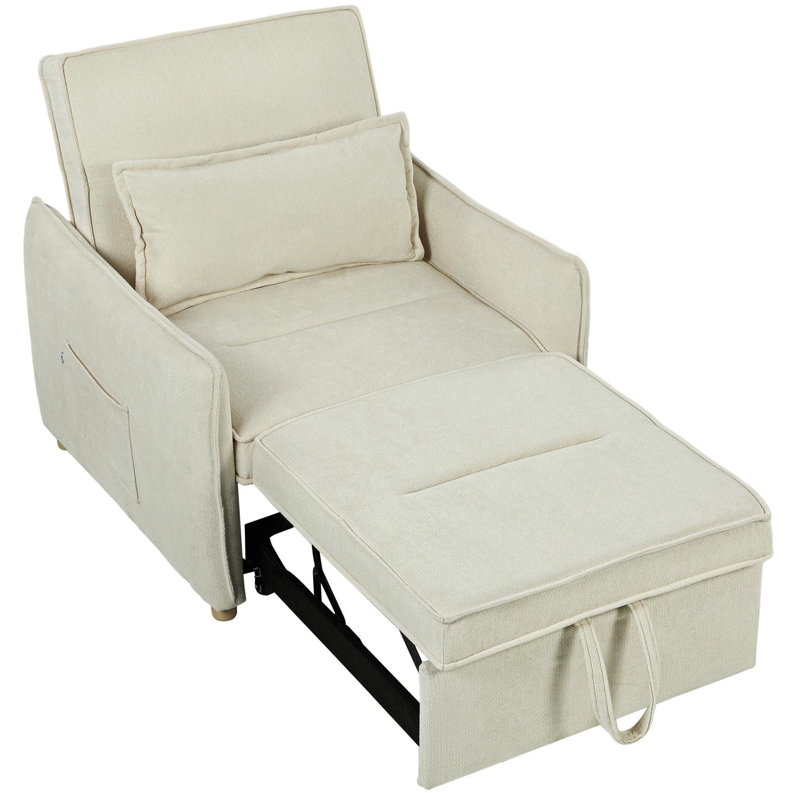 HOMCOM Slaapstoel 3-in-1, multifunctionele fauteuil met bedfunctie en lendensteun