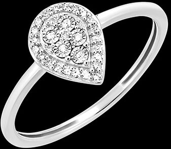 Edenly Ring Origine - BirnenfÃ¶rmiger Glanz - 9 Karat WeiÃŸgold und Diamanten