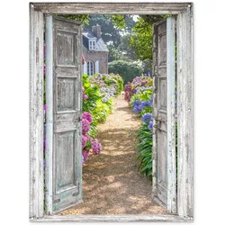 GARTENPOSTER Durchblick - Hortensie - Blumen Gartendekoration 120x160 cm