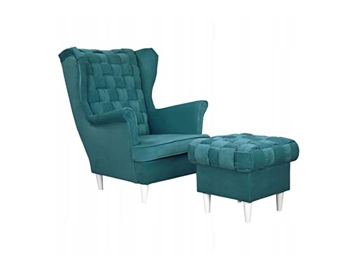 Family Meble Ohrensessel mit Hocker, Modell Carol, Skandinavisch, Relaxsessel aus Webstoff, Loungesessel, Ohrensessel mit Hocker, Bequemer Sessel, Für Wohnzimmer, Esszimmer, Schlafzimmer, Amore 66