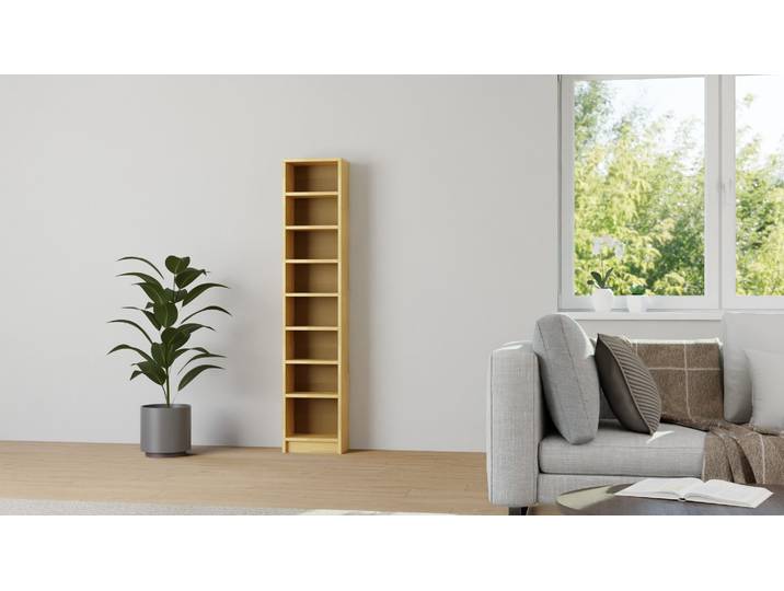 Schmales Bücherregal mit vielen Optionen Buche Natur geölt