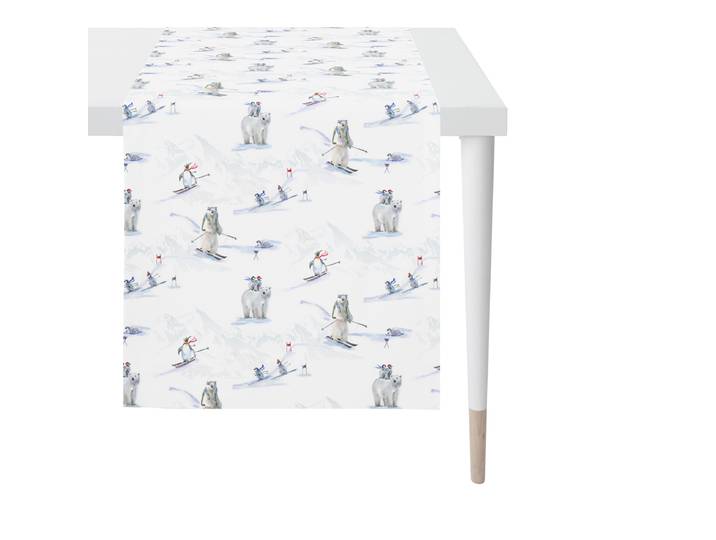 Chemin de table Chalet - Ours polaires 48 x 140cm Blanc