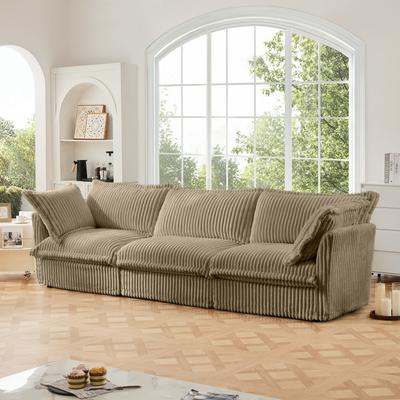 Clihome Slipcovered Sofa Couch, Modern 3 Seater Sofa with Suppleness Armrests