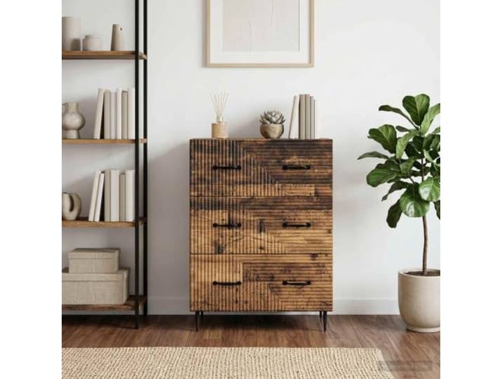 GPWERSDF Schubladenschrank Altholz 66 x 34,5 x 89,5 cm Holzwerkstoff Metallgriffe, viele Schubladen, pflegeleichte Oberfläche, platzsparendes Design
