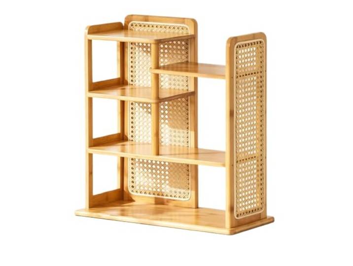 SNDISNV Tisch-Getränkehalter for den Wandschrank aus Rattan Mehrschichtiges Ins-Kaffeetassen-Ausstellungsregal for die Küche(02,Length 50cm)