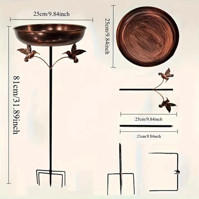 Uplifted Goods Freestanding Metal Bird Bath And Feeder For Outdoor Decor s