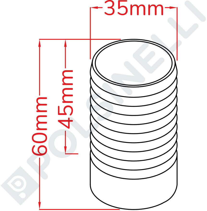 Polsinelli Embout cannelé inox Ø35 à souder
