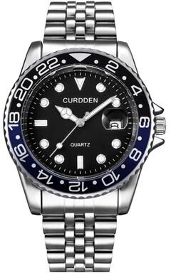 ModernMart Mens Stainless Steel Quartz Watch Casual Fashion Calendar Wristwatch Green Dial silver Black Blue