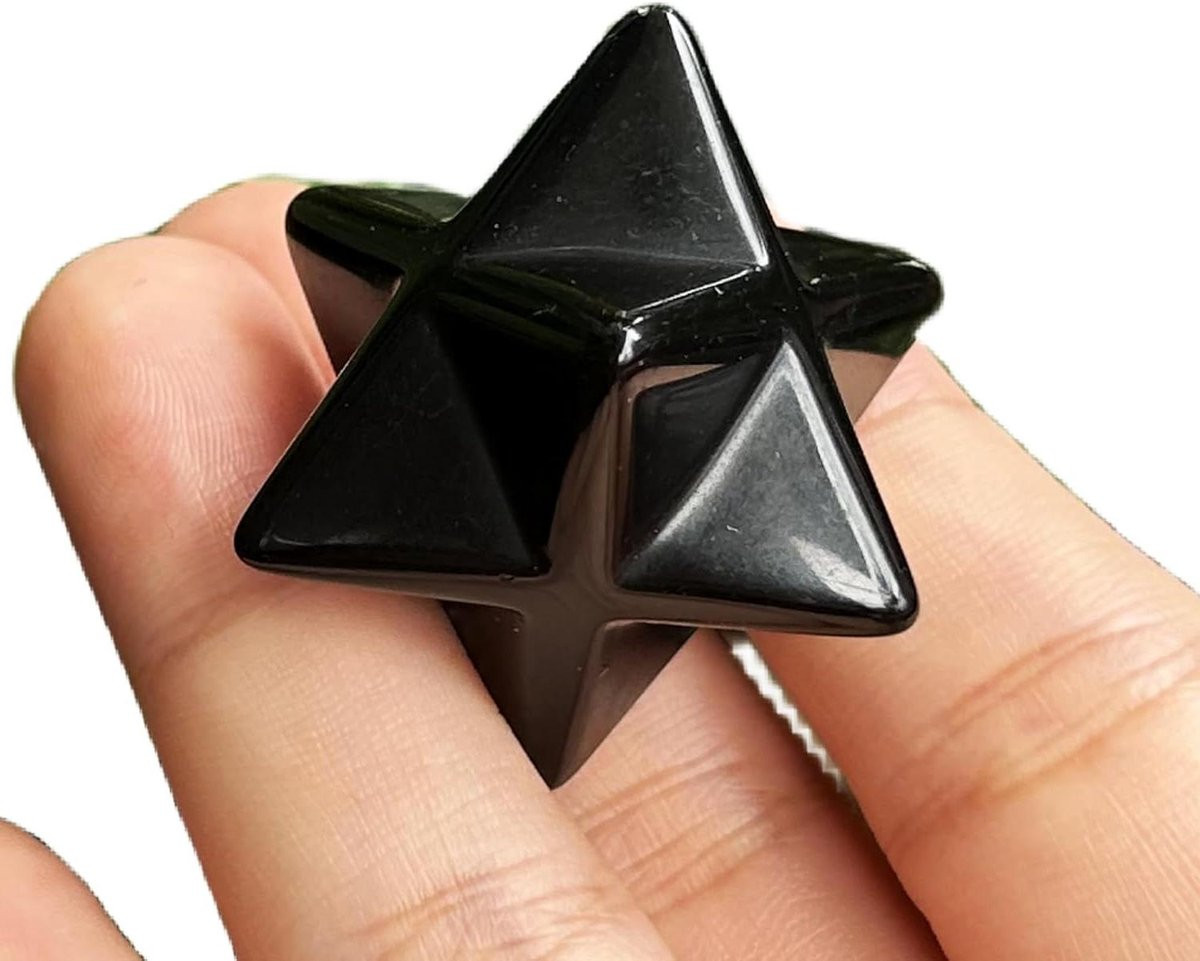 Obsidiaan Meraba Kristal Zeshoekige Ster Steen voor Meditatie en Decoratie - 45 mm