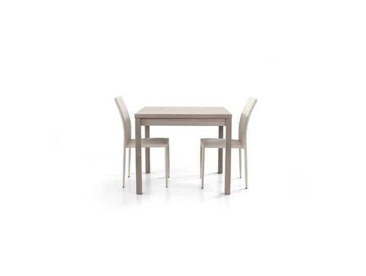 Mesa cuadrada 90x90 extensible a 180 cm apertura como un libro en acabado Roble Gris