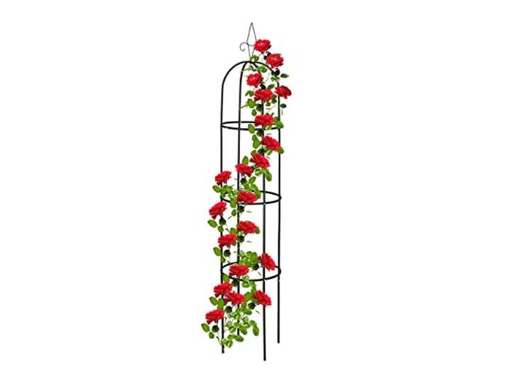 Relaxdays Tuteur à tomates\, Support pour Plantes grimpantes\, en métal (Fer)\, Non Fixe\, 200 cm de Haut\, Noir