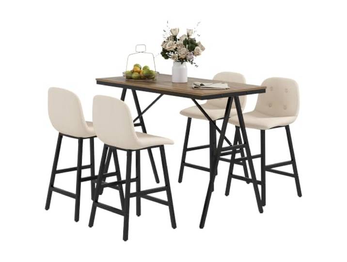HOMCOM Bartisch Set mit 4 Stühlen mit Rückenlehne, Beige