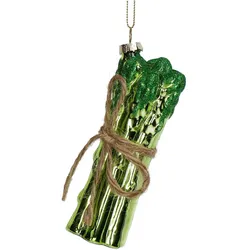 Christbaumschmuck Glas 12cm Grünspargel Figur Handbemalt & mit Glitzer Weihnachtsbaum Anhänger Weihnachten Weihnachtsbaumschmuck Gemüse Spargel Grün