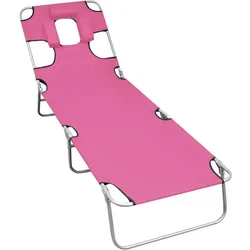 Helloshop26 - Klappbare Sonnenliege/Liegestuhl/Gartenbett/Terrassenmöbel/Gartenmöbel mit Kopfstütze Stahl Magento-Rosa 02_0012852