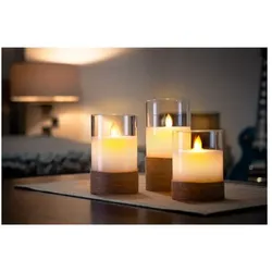 goobay 3er-Set LED Kerzen im Glas - weiß weiß, 7.5x7.5 cm