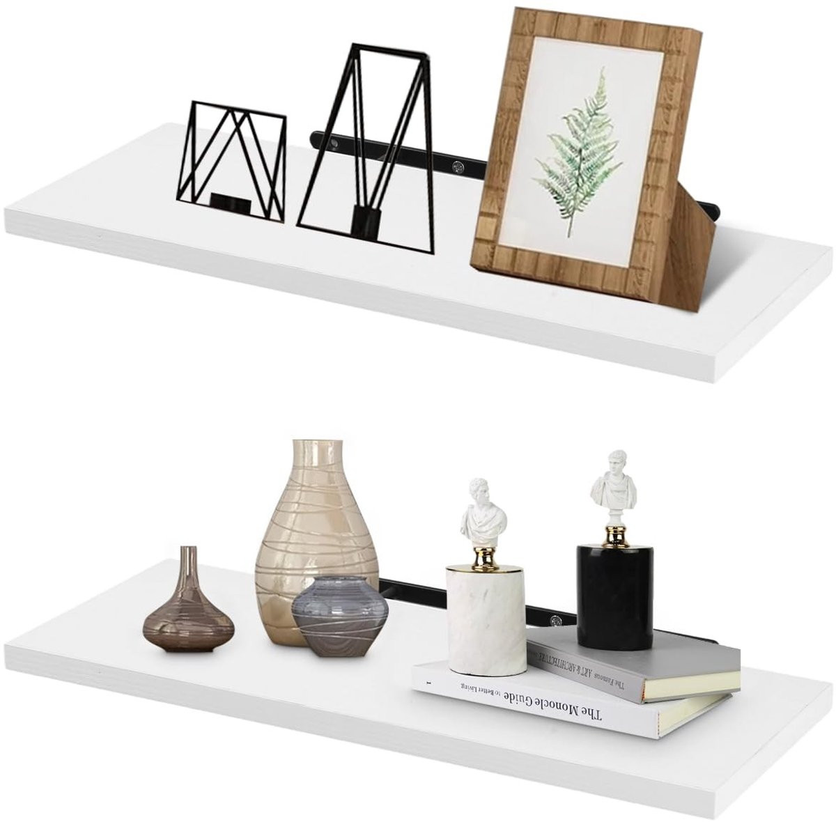 Merkloze 2-laagse wandplank, wit, wandmontage