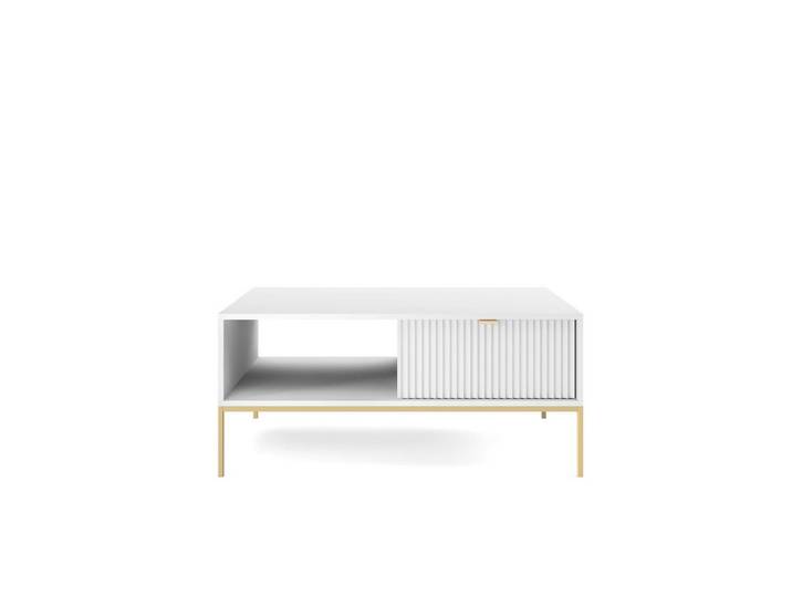 MOEBLO Couchtisch Light L104 (Eleganter Wohnzimmertisch mit dekorativ gerillter Front, Sofatisch, Beistelltisch, Kaffeetisch), (HxBxT):46x104x68cm
