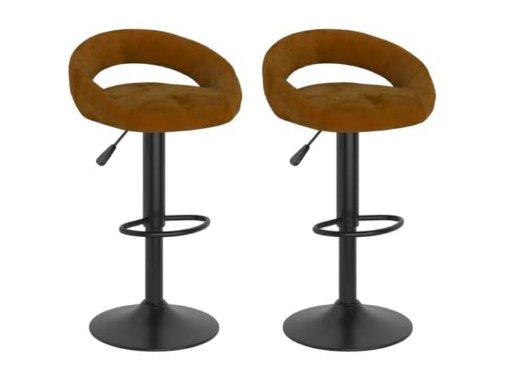 HBBMGYD Barhocker, 2 Stück, Braun, Velours, verstellbar Weicher Velours, integrierte Fußstütze, Gasheben, pulverbeschichteter Stahlfuß, 110 kg pro Sitz