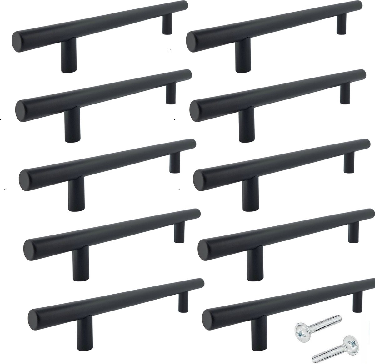 Set van 10 zwarte RVS handgrepen voor keukenkastjes en meubels met een boormaat van 128 mm van By MJM