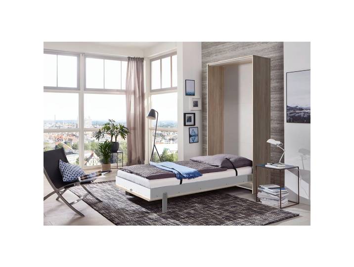 Mid.you Schrankbett, Eichefarben, Holzwerkstoff, Birke, Schichtholz, 120x200 cm, Federholzleisten verleimt, Schlafzimmer, Bett, Gästebetten