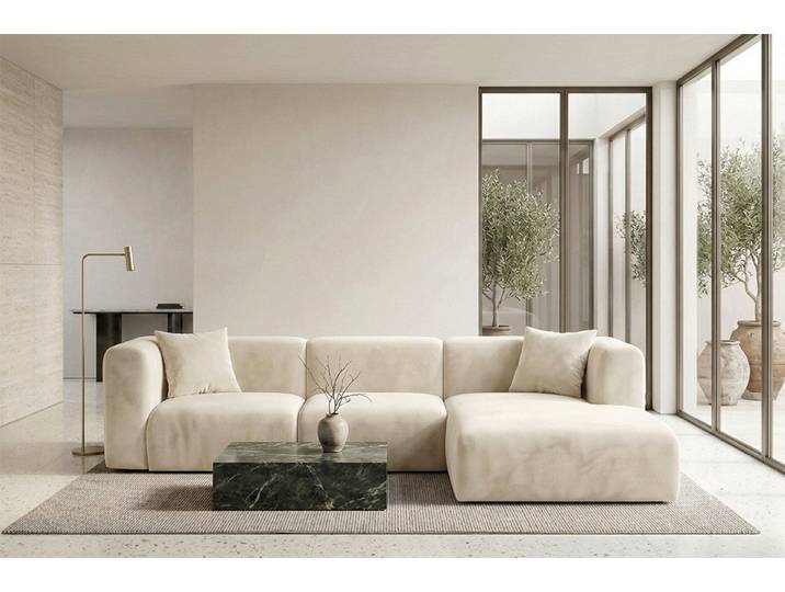 Kaiser Möbel Ecksofa für das Wohnzimmer aus Velvet-Stoff Bluvel GRETA L, Modulares Design,Samtiger Velvet-Bezug