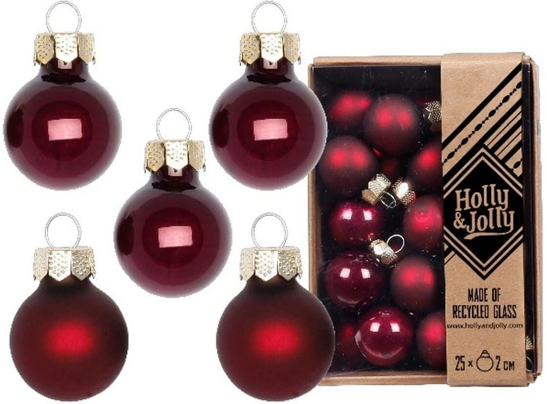Weihnachtsbaumkugel "Holly & Jolly Weihnachtskugel 25 Stück", kirschrot, Ø:2cm, Weihnachtsbaumkugeln, Weihnachtsbaumkugel kirschrot 2cm
