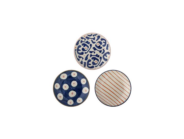 Assiettes Lot de 3 Ø 16 cm en Grès Multicolore Eviaya
