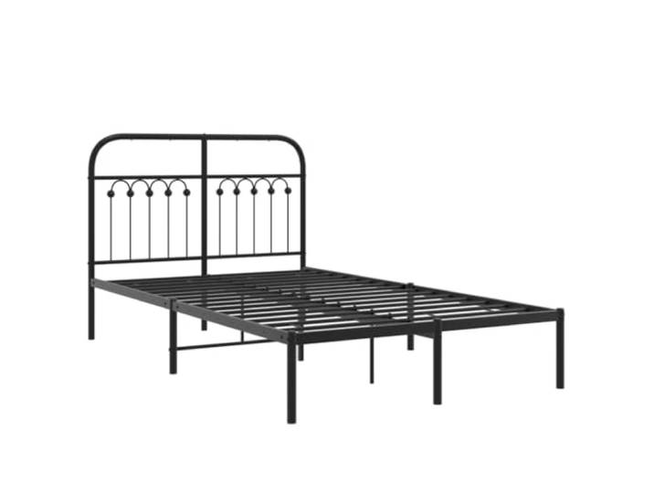 KTHLBRH Bettgestell 120 x 200 cm mit Kopfteil aus schwarzem Stahl Bettgestell mit Stauraum, Lattenrost, stabile Struktur, extra Stauraum