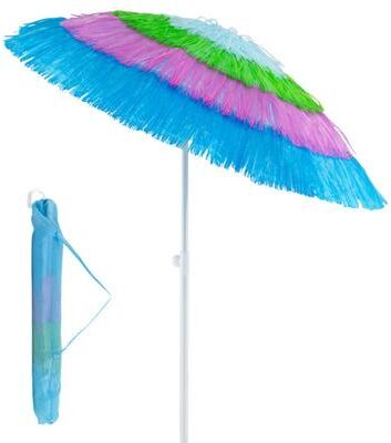 Costway 6 FT Tiki Thatched Patio Beach Umbrella with Push Button Tilt Carrying Bag-Colorful