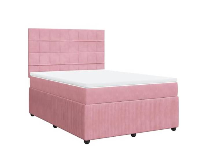 vidaXL Boxspringbett mit Matratze Rosa 140x200 cm Samt