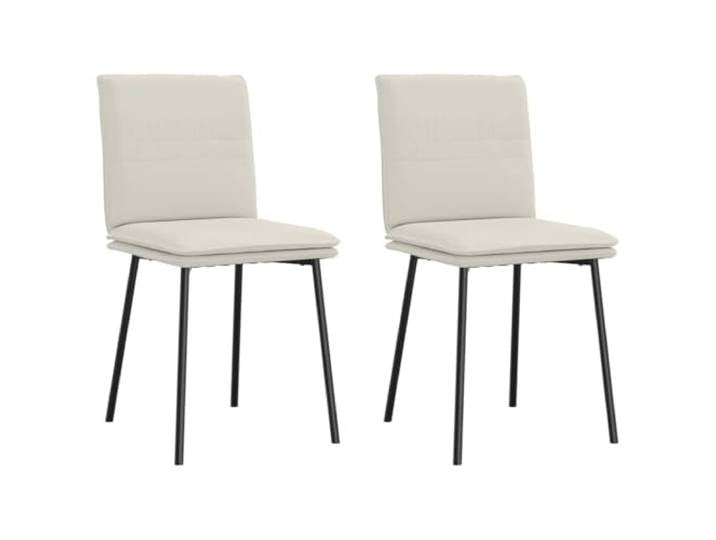 HEFZGDB Esszimmerstühle 2 STK. Creme Samt mit Metallgestell und Schaumstoffpolsterung für Wohnzimmer und Essbereich
