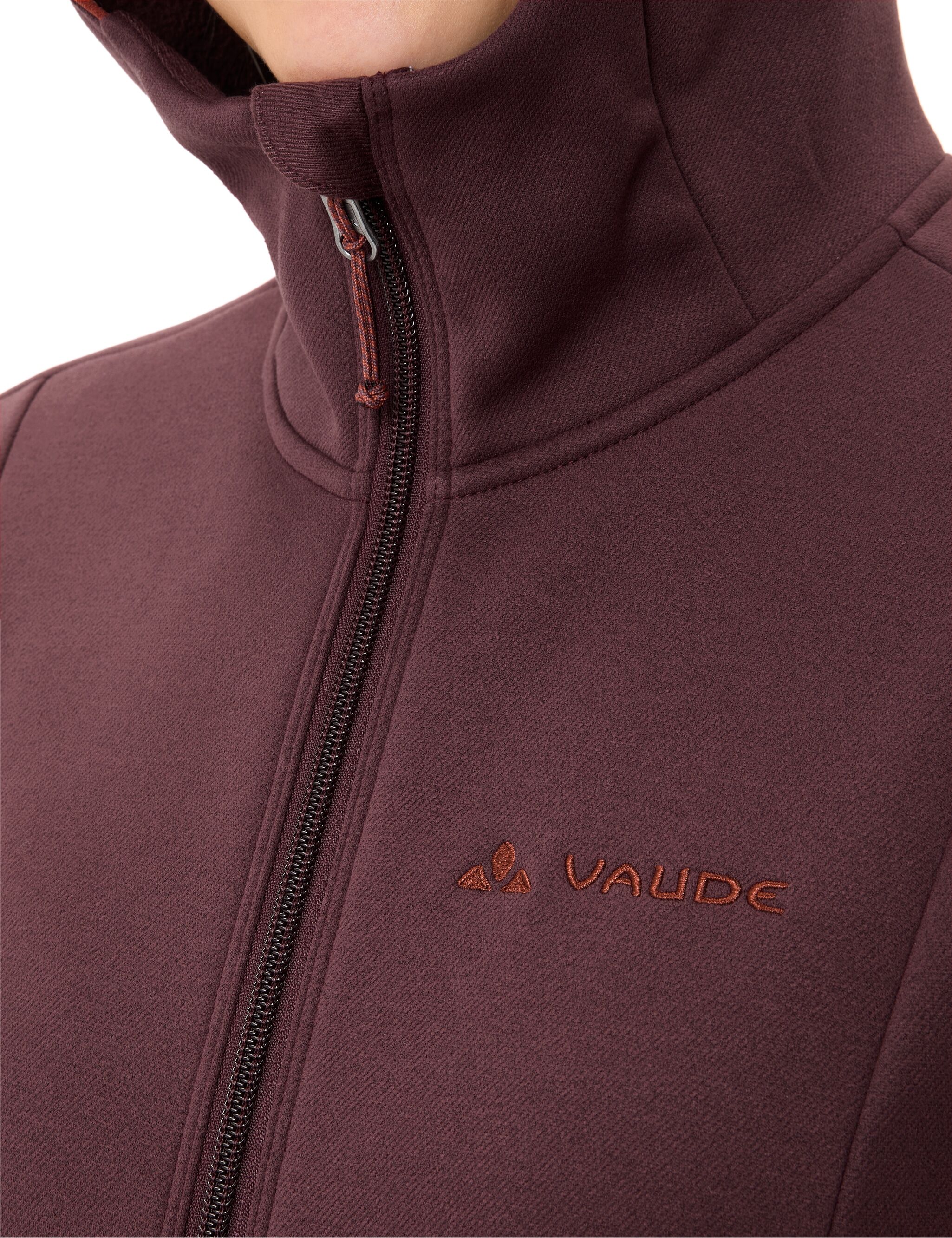 Fleecejacke VAUDE "WOMEN'S IDRIS FLEECE HOODY", Damen, Gr. 46, braun (schwarz oak), Fleece, Obermaterial: 100% Polyester. Futter: 100% Polyester, unifarben, regular fit normal, Rundhals, eingesetzt elastischer Bund, Jacken Fleecejacke, mit Reissverschluss