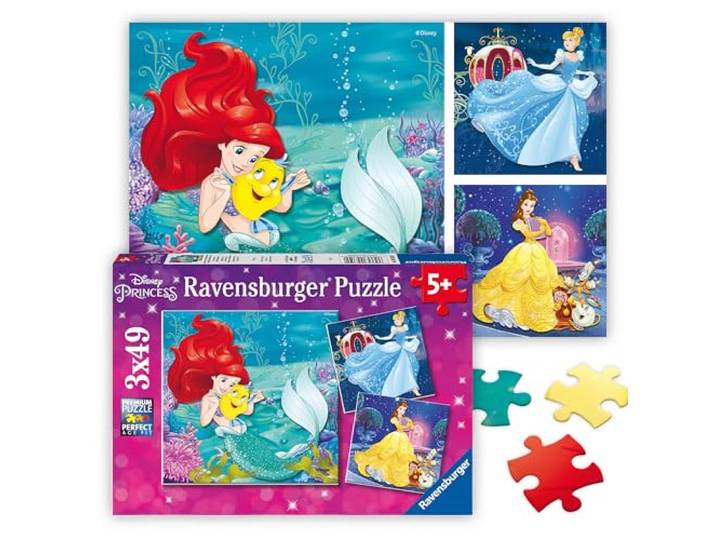 Ravensburger 93502 Puzzel Disney Princess Avonturen Van De Prinsessen - Drie Puzzels - 49 Stukjes - Kinderpuzzel