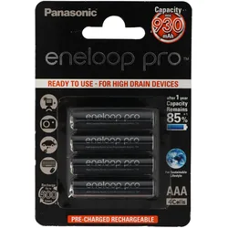 Panasonic Akku Eneloop Pro Micro AAA LR03 BK-4HCCE/4BE und Akkubox AAA (4 Stk., AAA, 950 mAh), Batterien + Akkus