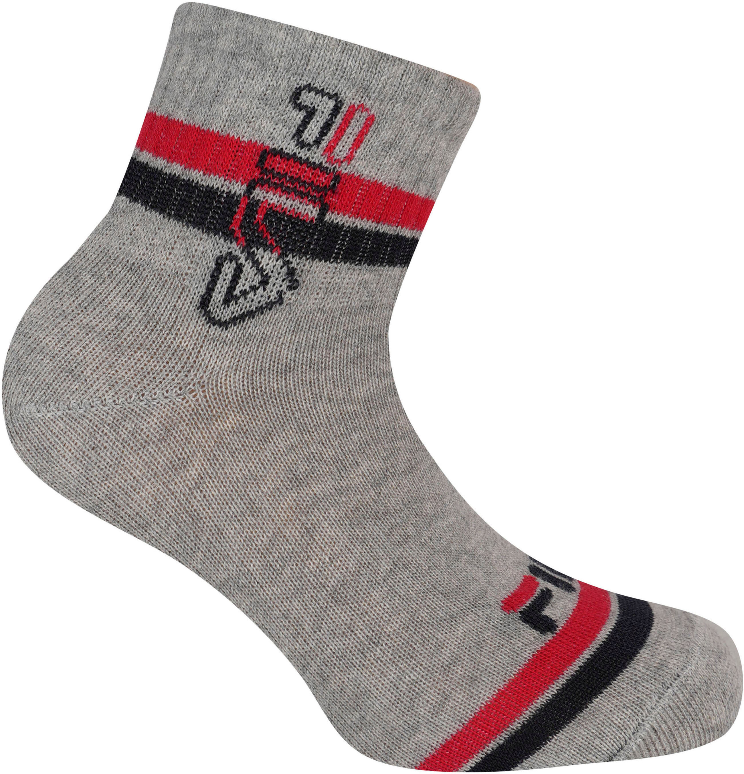 Kurzsocken FILA "JUNIOR BOY QUARTER SOCKS", Kinder, Gr. 27-30, Sockengröße, weiß (weiß navy grau), Baumwollmischung, unifarben, Socken Kurzsocken, sportliches Design mit dynamischen Streifen