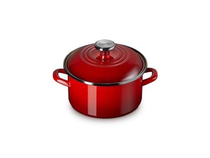 Le Creuset Traditioneller kleiner Suppentopf aus Emaille auf Stahl, 3,8 l, Kirschrot