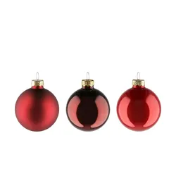 Weihnachtskugel Set  20er   , rot , Glas,Aluminium Ø: 6
