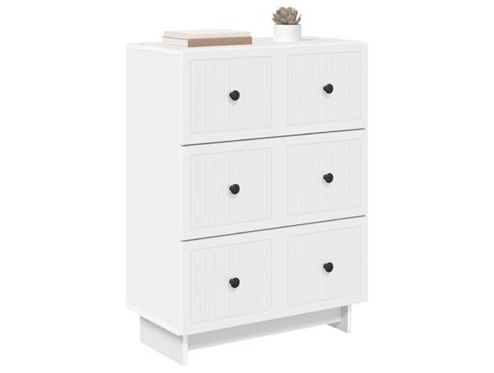 KTHLBRH Schrank mit Schubladen, weiß, 66 x 34,5 x 90 cm Technisches Holz, schwarze Griffe, 3 Schubladen, Vintage-Stil, für Wohnzimmer