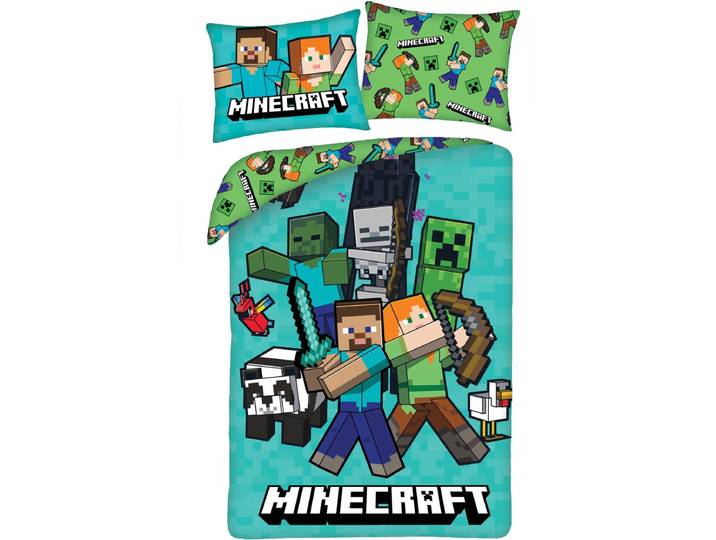 Minecraft Dekbedovertrek Fight Mode - 140 x 200 cm / 70 x 90 cm - Polyester