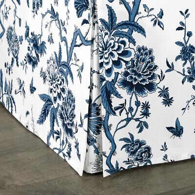 Jardin Toile Bedskirt - Indigo, Twin - Ballard Designs