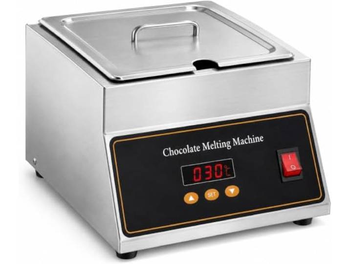 Schokoladentemperiermaschine mit 2 Töpfen, Temperaturregelung von 0 bis 95 °C, Edelstahl-Schmelzofen mit Temperaturregelung zum Schmelzen von Schokolade, Kä und mehr – 2-Topf-Design