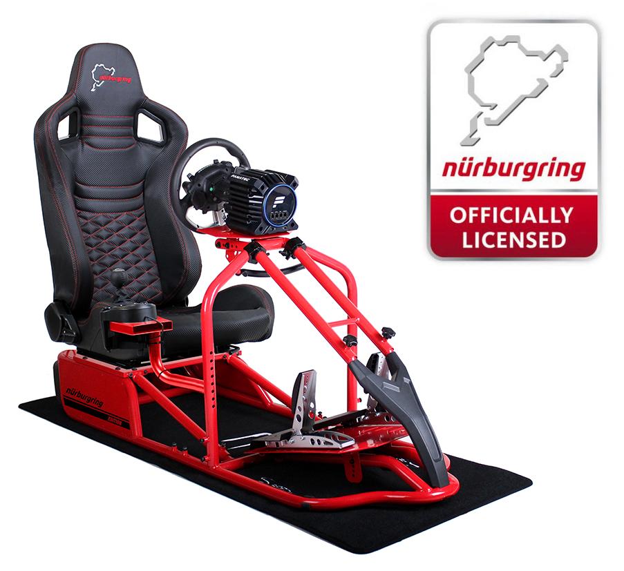 SIM Racing Cockpit Seat Pro Sim Rig ROT | Gaming Simulator Cockpit - Nürburgring Nordschleife Edition NN Edition Carbonfaser Look