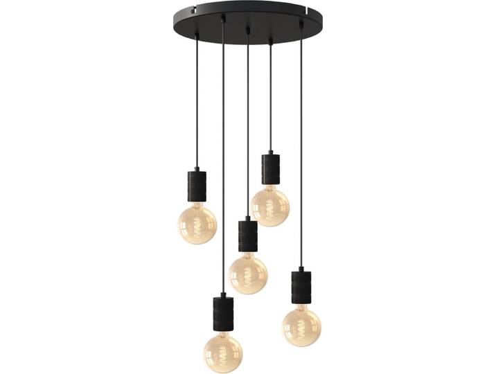 Calex Retro Plafondlamp - 5x E27 - Hanglamp Industrieel - Ø50cm Pendellamp Rond - Zwart