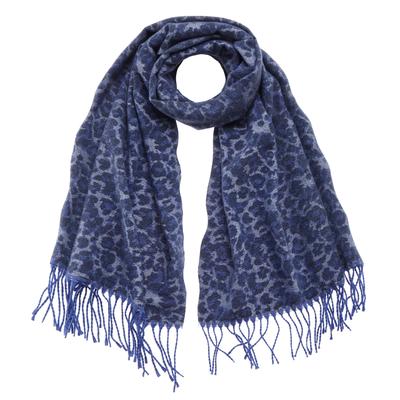 Schal LASCANA, Damen, blau (blau, grau), Strick, Kunstfaser, gemustert, Modetücher Schal, Winterschal, Damenschal, Modeschal, Fransenschal VEGAN