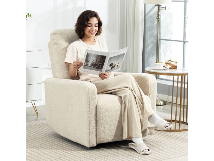 HOMCOM Fauteuil Relax Pivotant 360° avec Repose-Pieds Beige